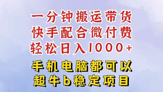 图片[1]-（16285期）快手黑科技一分钟搬运带货，一刀不剪过原创，微付费投流玩法，轻松日入…