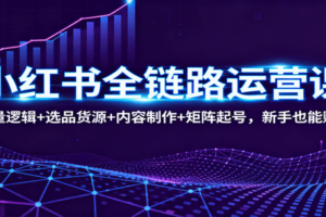 小红书全链路运营课：流量逻辑+选品货源+内容制作+矩阵起号，新手也能赚钱-麦资源网