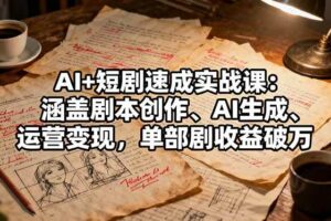 （16359期）AI+短剧速成实战课：涵盖剧本创作、AI生成、运营变现，单部剧收益破万-麦资源网