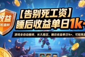 【告别死工资】游戏全自动搬砖，长久稳定，睡后收益单日1k+，可矩阵放大【揭秘】-麦资源网