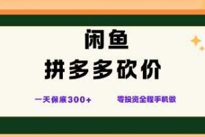 闲鱼拼多多砍价项目，全网最新玩法，一天保底3张+，零成本光用手机就可以【揭秘】-麦资源网