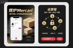 煤炉Mercari国外闲鱼二手电商运营实战全流程，仿品高利润，简单上手，闷声搞钱-麦资源网