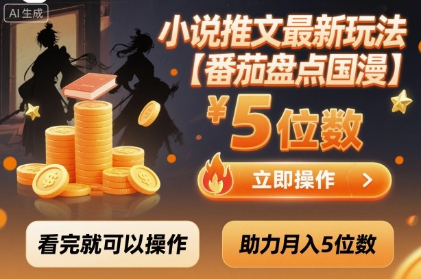 小说推文*玩法，助力月入5位数【番茄盘点国漫】玩法，看完就可以操作