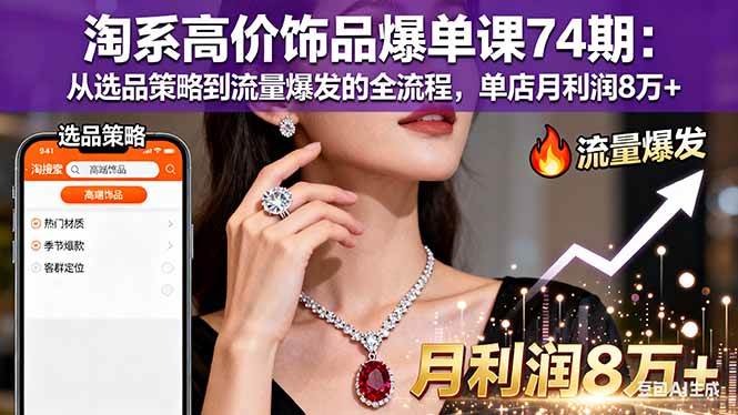 图片[1]-（16351期）淘系高价饰品爆单课74期：从选品策略到流量爆发的全流程，单店月利润8万+