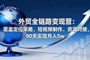 （16173期）外贸全链路变现营：覆盖定位策略、短视频制作、资源对接，90天实现月入5w-麦资源网