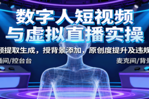 数字人短视频与虚拟直播实操，音频提取生成，授背景添加，原创度提升及违规规避-麦资源网