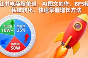 （16187期）小红书电商爆单班，AI图文创作、BFS模型、私域转化，快速掌握增长方法-麦资源网