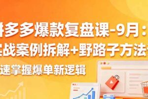 （16176期）拼多多爆款复盘课-9月：实战案例拆解+野路子方法论，快速掌握爆单新逻辑-麦资源网