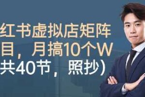 小红书虚拟店矩阵项目，照抄照做，月搞1W+（共40节）-麦资源网