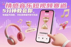 情感音乐短视频赛道，5分钟教会你，快速起号涨粉，手机简单操作即可完成-麦资源网