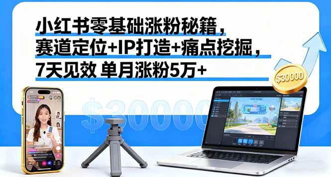 图片[1]-（16158期）小红书零基础涨粉秘籍，赛道定位+IP打造+痛点挖掘，7天见效 单月涨粉5万+