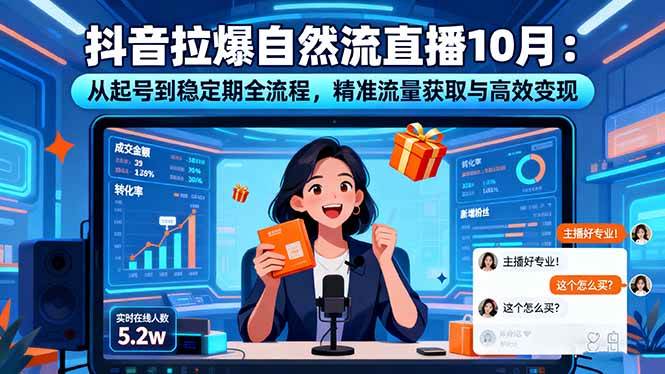 图片[1]-（16339期）抖音拉爆自然流直播10月：从起号到稳定期全流程，精准流量获取与高效变现