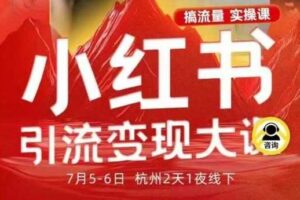小红书引流变现7月线下大课，一次性讲透小红书笔记、矩阵、投放、引流、转化的全流程SOP-麦资源网