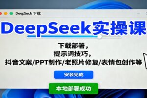 DeepSeek实操课：下载部署，提示词技巧，抖音文案/PPT制作/老照片修复/表情包创作等-麦资源网