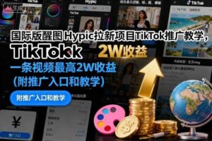 国际版醒图Hypic拉新项目TikTok推广教学，一条视频最高2W收益（附推广入口和教学）-麦资源网