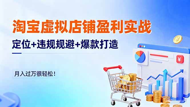 图片[1]-（16387期）淘宝虚拟店铺盈利实战：定位+违规规避+爆款打造，月入过万很轻松！