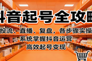 抖音起号全攻略，投流、直播、复盘，各步骤实操，系统掌握抖音运营，高效起号变现-麦资源网