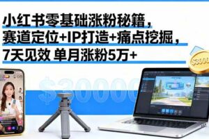（16158期）小红书零基础涨粉秘籍，赛道定位+IP打造+痛点挖掘，7天见效 单月涨粉5万+-麦资源网