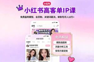 (16295期)小红书高客单IP课,免费盈利模型、会员制、关键词截流,单账号月入10万+-麦资源网