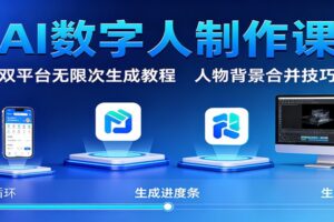 AI数字人制作课：双平台无限次生成教程，人物背景合并技巧-麦资源网