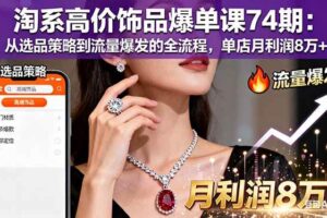 （16351期）淘系高价饰品爆单课74期：从选品策略到流量爆发的全流程，单店月利润8万+-麦资源网