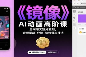 《镜像》AI动画高阶课：全网爆火短片复刻，音频驱动+分镜+特效叠加技法-麦资源网
