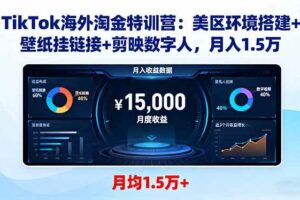 （16346期）TikTok海外淘金特训营：美区环境搭建+壁纸挂链接+剪映数字人，月入1.5万-麦资源网