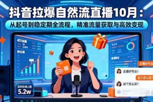 （16339期）抖音拉爆自然流直播10月：从起号到稳定期全流程，精准流量获取与高效变现-麦资源网