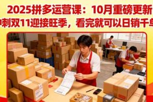 （16400期）2025拼多多运营课：10月重磅更新：冲刺双11迎接旺季，看完就可以日销千单-麦资源网