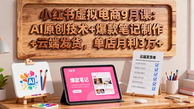 图片[1]-（16287期）小红书虚拟电商9月课：AI原创技术+爆款笔记制作+云端发货，单店月利3万+