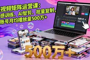 （16168期）短视频矩阵运营课：网感训练、AI智剪、批量复制，单账号月均播放量500万+-麦资源网