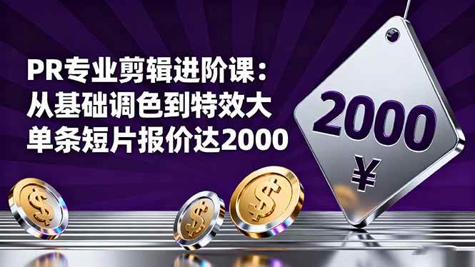 图片[1]-（16381期）PR专业剪辑进阶课：从基础调色到特效大片的进阶技能，单条短片报价达2000