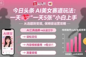 今日头条AI美女赛道玩法，一天轻松5张，小白轻松上手-麦资源网