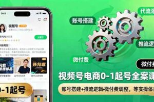 （16262期）视频号电商0-1起号全案课：账号搭建+推流逻辑+微付费调整，等实操体系-麦资源网