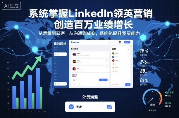 系统掌握LinkedIn领英营销，创造百万业绩增长，从思维到获客，从沟通到*，系统化提升外贸能力