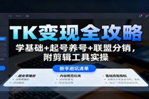 TK变现全攻略：学基础+起号养号+联盟分销，附剪辑工具实操-麦资源网