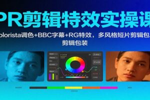 PR剪辑特效实操课：Colorista调色+BBC字幕+RG特效，多风格短片剪辑包装-麦资源网
