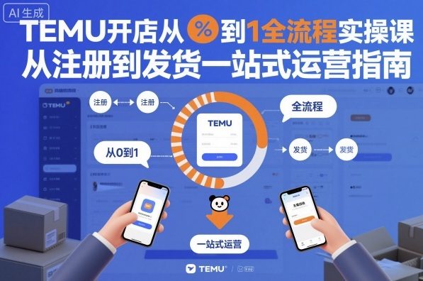 TEMU开店从0到1全流程实操课，从注册到发货一站式运营指南