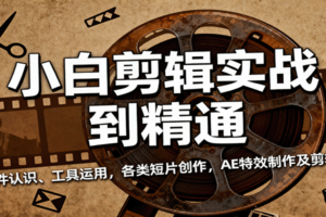 小白剪辑实战到精通，含软件认识、工具运用，各类短片创作，AE特效制作及剪辑技巧-麦资源网