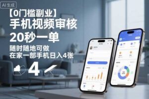 【0门槛副业】手机视频审核，20秒一单，随时随地可做，在家一部手机日入4张【揭秘】-麦资源网