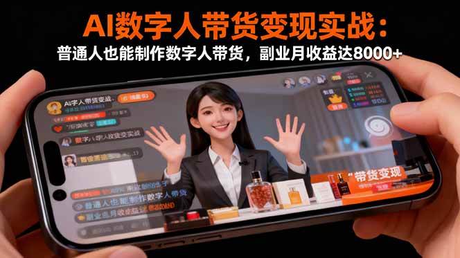 图片[1]-（16377期）AI数字人带货变现实战：普通人也能制作数字人带货，副业月收益达8000+