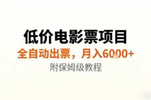 低价电影票项目，全自动出票，月入6k+，附保姆级教程【揭秘】-麦资源网