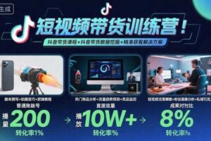 短视频带货训练营，抖音带货课程+抖音带货数据挖掘+精准获客解决方案-麦资源网