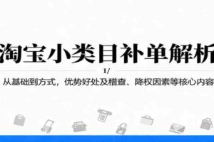 淘宝小类目补单解析：从基础到方式，优势好处及稽查、降权因素等核心内容-麦资源网