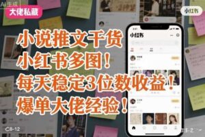 小说推文干货之小红书多图每天稳定3位数收益爆单大佬经验分享-麦资源网
