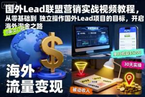 国外Lead联盟营销实战视频教程,从零基础到独立操作国外Lead项目的目标,开启海外淘金之路-麦资源网