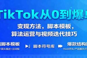 TikTok从0到爆单：变现方法，脚本模板，算法运营与视频迭代技巧-麦资源网