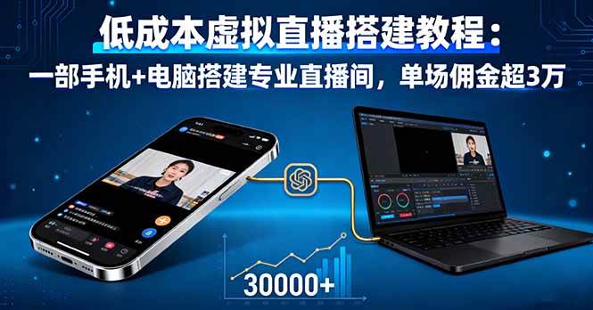 图片[1]-（16156期）低成本虚拟直播搭建教程：一部手机+电脑搭建专业直播间，单场佣金超3万