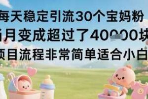 每天稳定引流30个宝妈粉当月变成超过了1W+项目流程非常简单适合小白-麦资源网