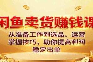 闲鱼卖货赚钱课：从准备工作到选品、运营，掌握技巧，助你提高利润稳定出单-麦资源网